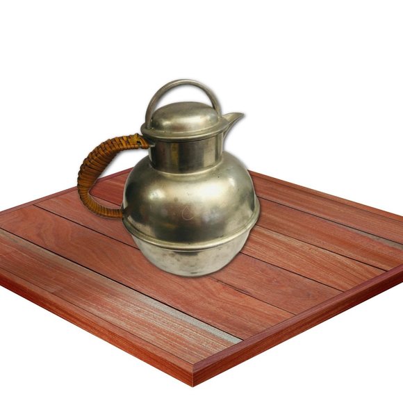 EAP Pewter Pitcher with Wicker Handle Teapot Size 10 oz BOHO Decor - Picture 3 of 4